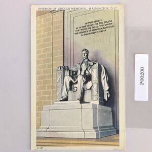 Vintage Washington DC Linen Postcard Interior of the Lincoln Memorial 1948